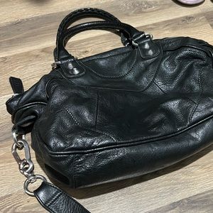 Leather bag with long strap soft lamb skin leather